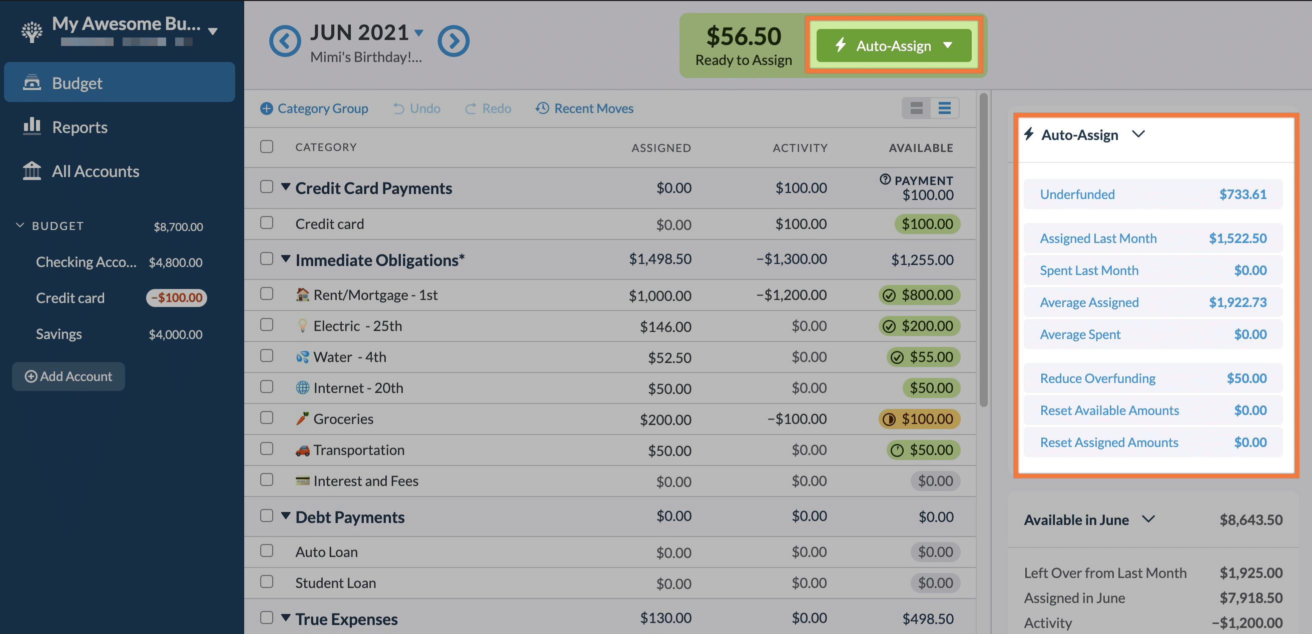 YNAB Review: Auto-assign