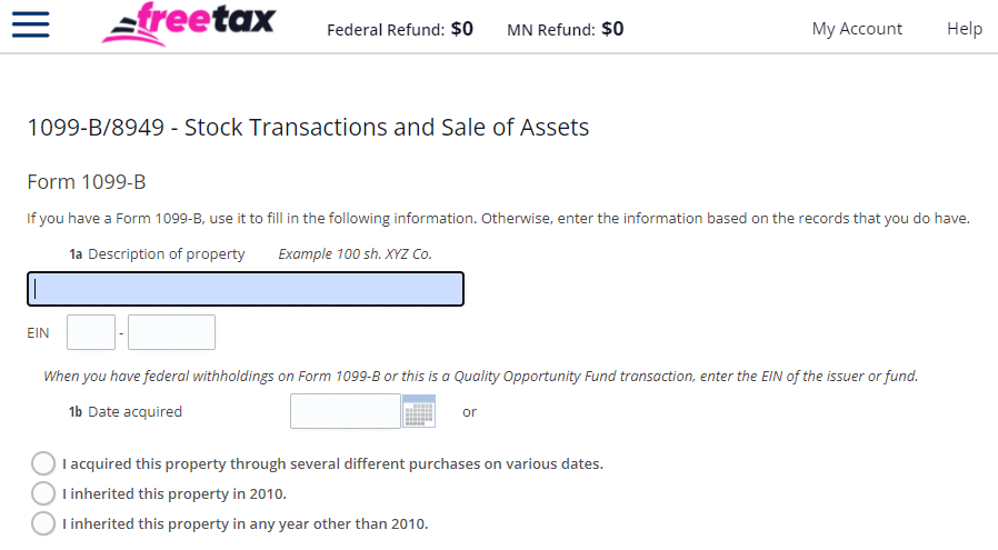 FreeTax Crypto Filing Screenshot