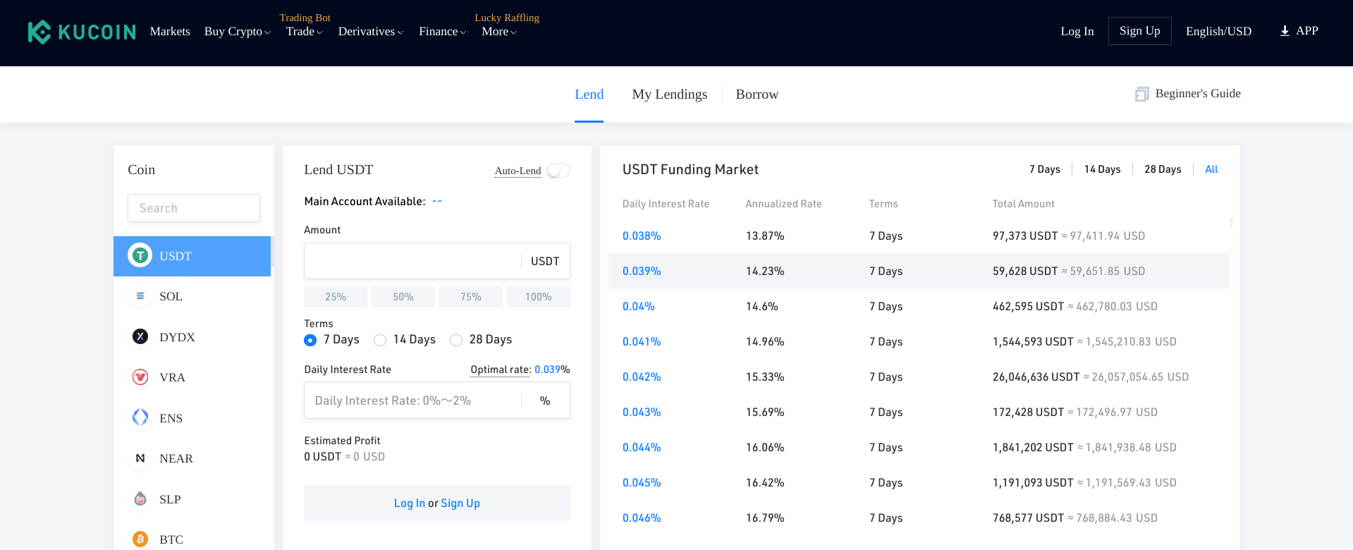 KuCoin review: token lending